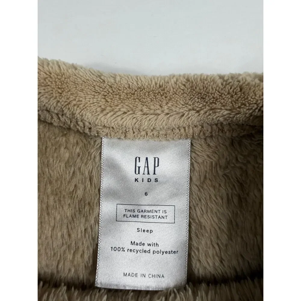 Gap Kids Cozy Plush Sleep Top Tan Girls Size 6 Soft Fleece Pajama Shirt